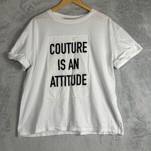 Astrid T-Shirt Couture Attitude Graphic Tee L White Contemporary Grunge Casual